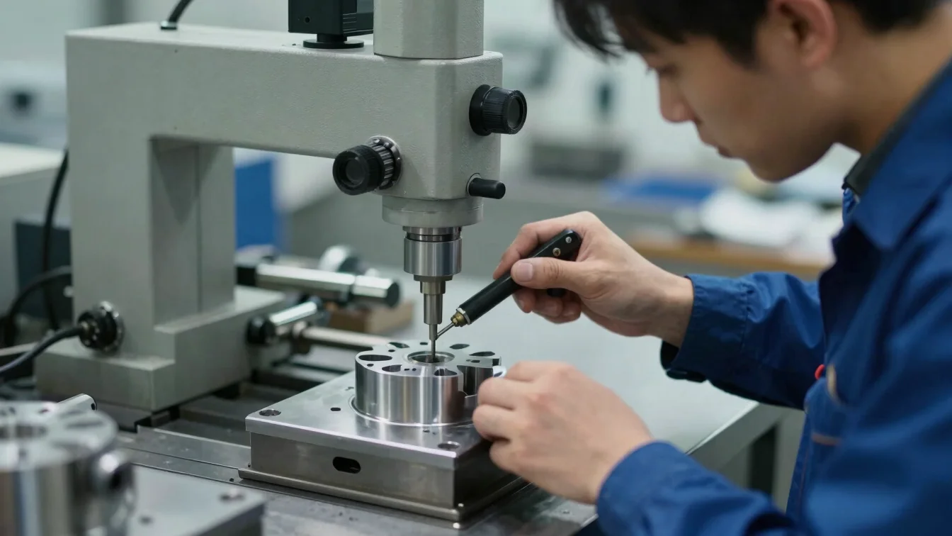 Shop-floor quality inspector using precision measurement tools on